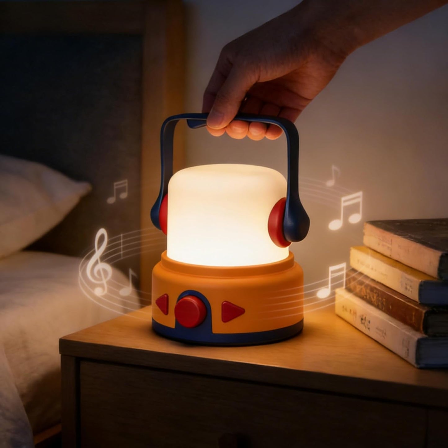 4-in-1 Kids Night Light, Bluetooth Speaker, Story Player & White Noise Machine for Soothing Sleep - Rechargeable, Patented Pull-Handle, and Screen-Free, Perfect for Bedtime, Travel & Camping
