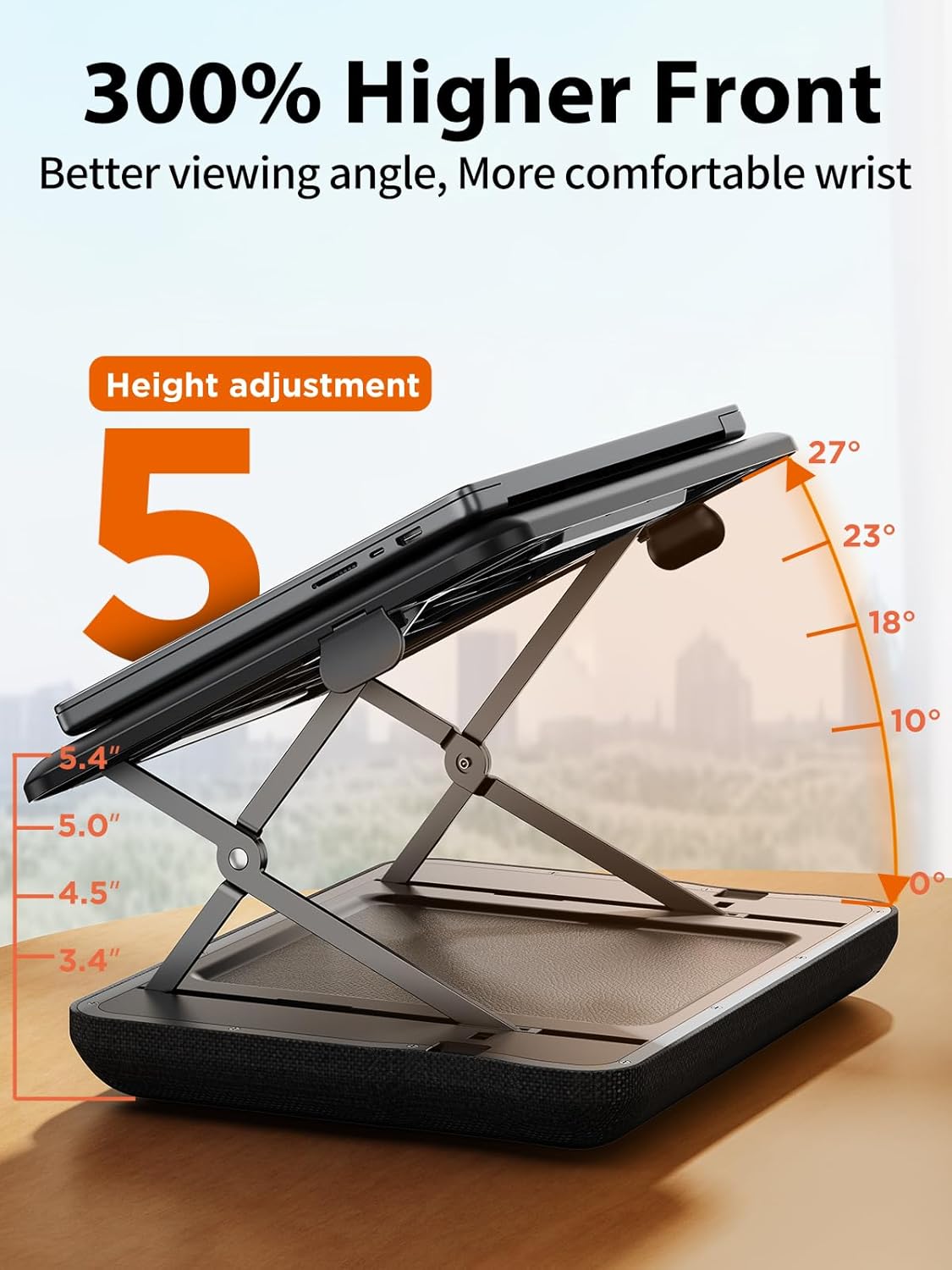 SAIJI Height & Tilt Adjustable Lap Desk, Portable Laptop Stand for Bed, Car, Couch and Recliner, Foldable Lap Desks - Up to 15.6 Inch Laptops