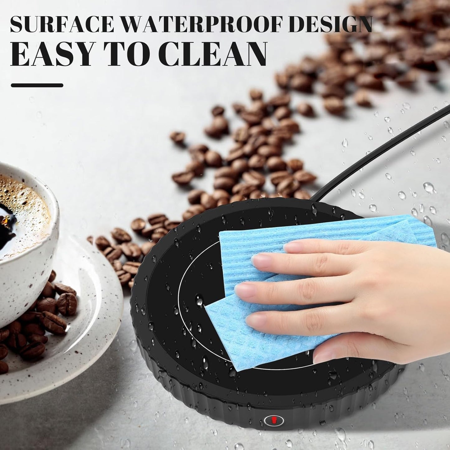 Large Candle Warmer Plate,Coffee Warmer with 3-Temperature Settings,Mug Warmer Auto Shut Off,Ideal Desk Cup Warmer for Coffee, Beverages, Milk & Tea