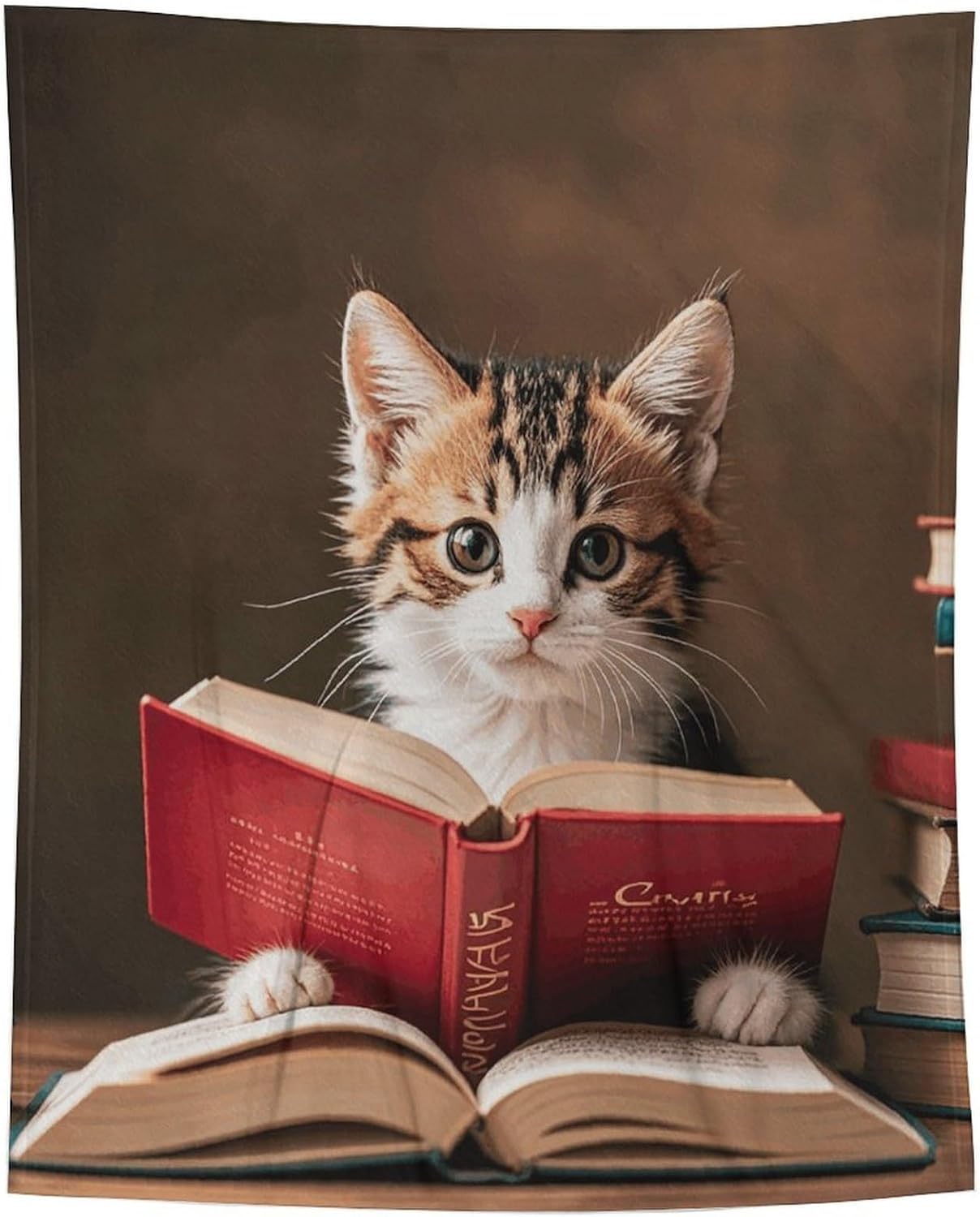 Custom Flannel Fleece Throw Blanket Plush Travel Throw for Bed 60x80 Inch Comfort Personalized Kitten Reading A Book Blankets for Adults Decorative Bedtime Blanket Couch Sofa Camping Companion