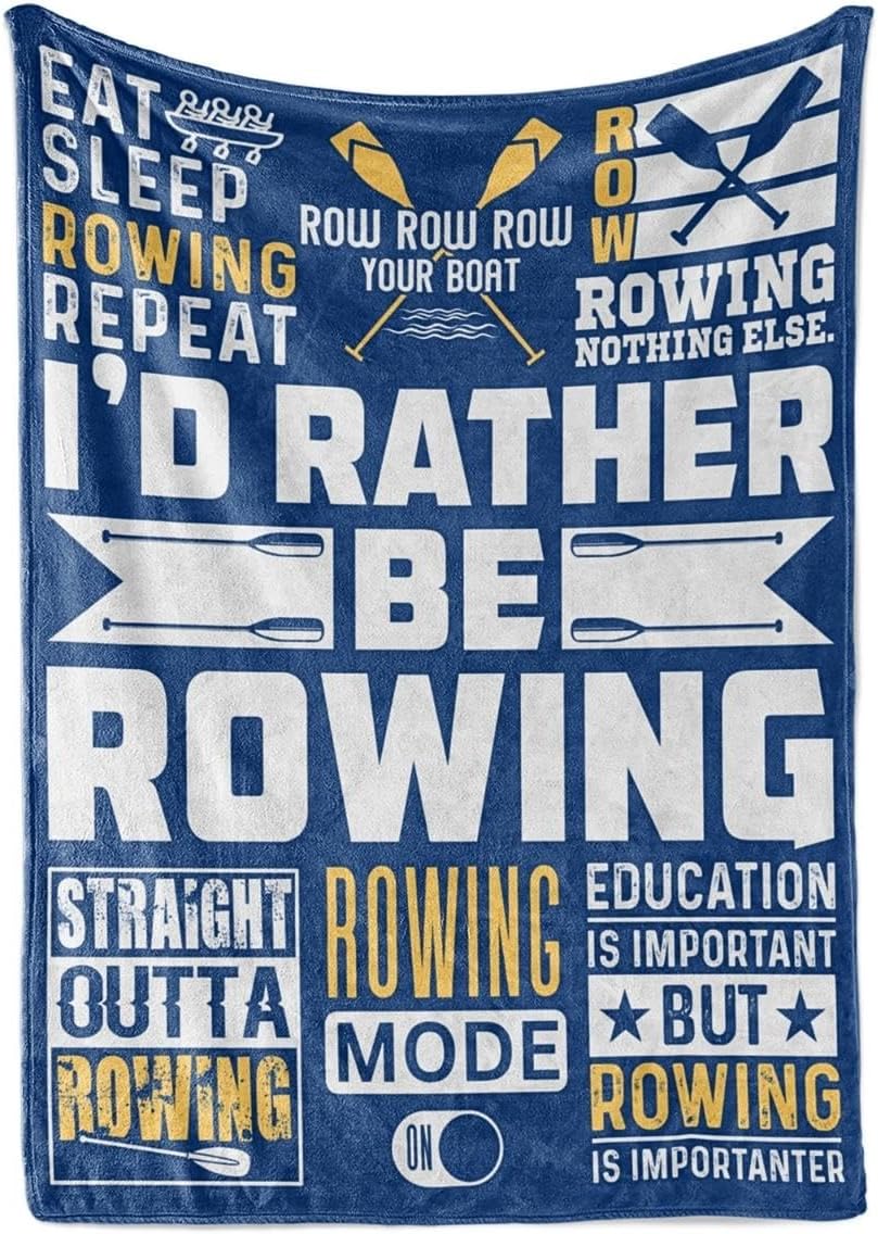 Rowing Gifts Blanket, Boat Flannel Throw Blanket for Men, Funny Unique Birthday for Him 50"*65"