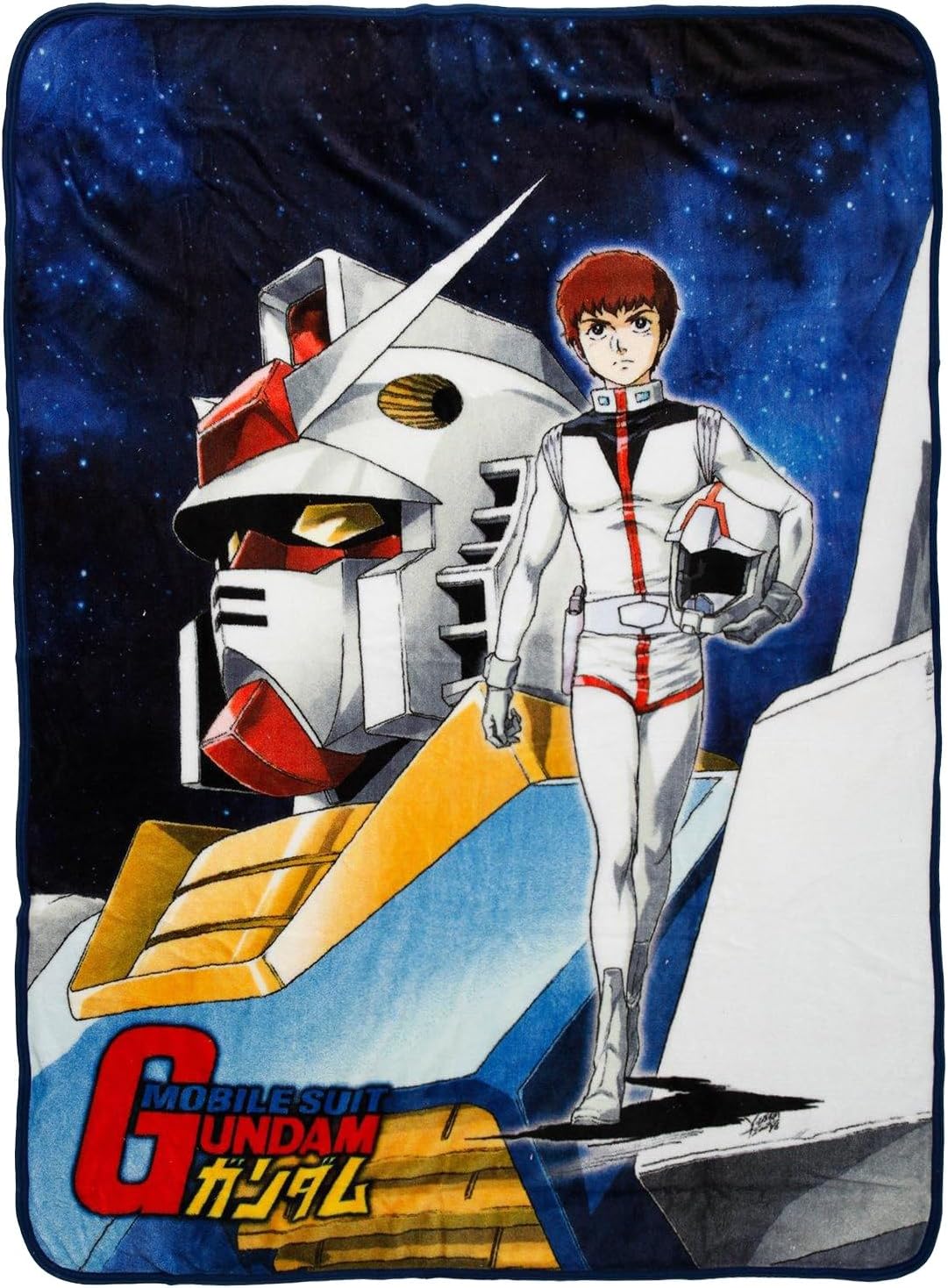 Bioworld Mobile Suit Gundam Blanket Mecha and Amuro Ray Anime Design Plush Throw 45" X 60"