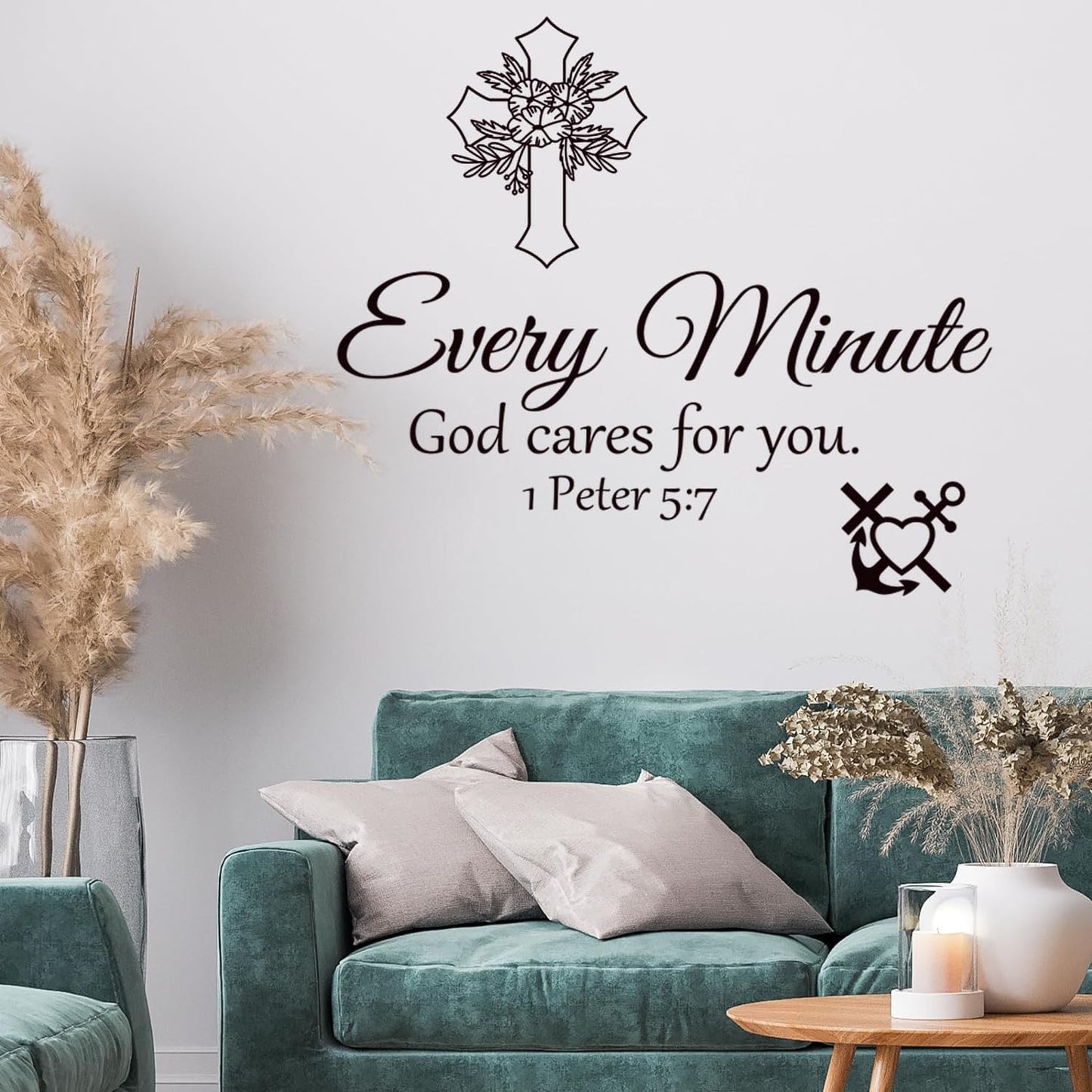 Bible Verse Wall Stickers Inspirational Quote Motivational Scripture Sticker Peel and Stick Wall Decals Religious for Living Room Family Home Bedroom Decor
