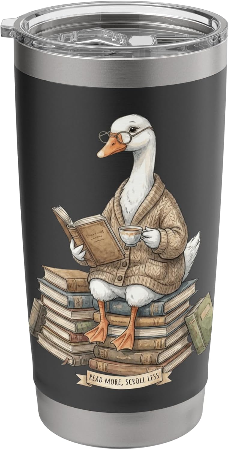 Reading Duck Cozy Illustration Stainless Steel Insulated Tumbler