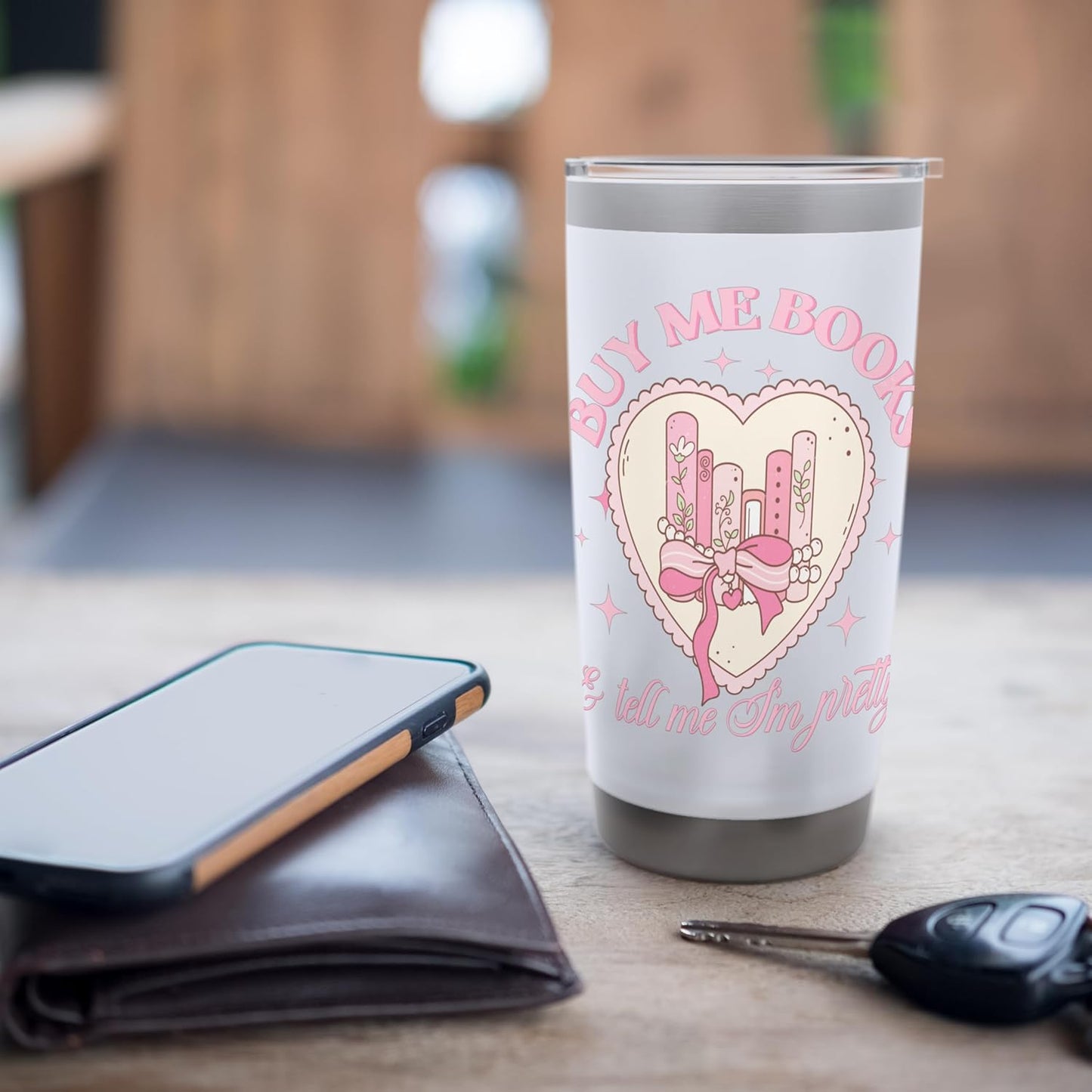 Buy Me Books and Tell Me I'm Pretty Coquette Book Lover Tee Stainless Steel Insulated Tumbler