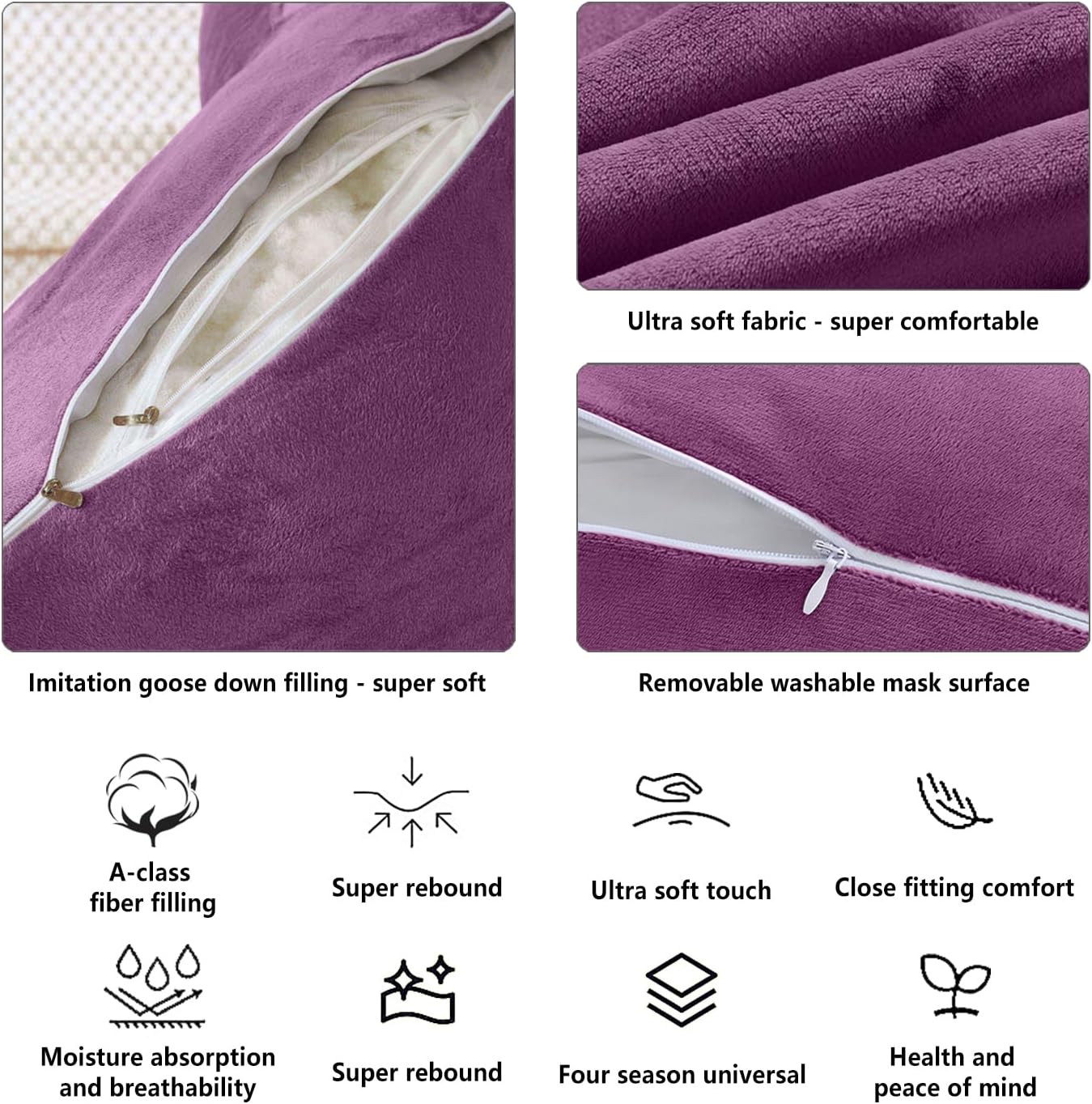 Bed Reading Pillow, Lying or Sitting Up, Back Pillow with Hand Support, for Bed/Sofa/Seat Reading, Mobile Phone, Gaming, TV Watching and Relaxing