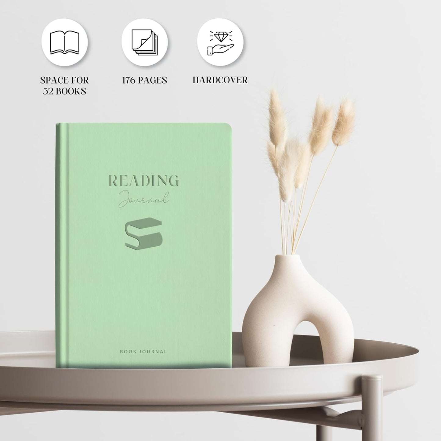 Reading Journal with 52 Reviews & Progress Tracking - Book Journal Reading Log 176 Pages - A5 Hardcover Reading Tracker Journal - Gift for Book Lovers & Readers - Keeping Notes on Your Favorite Books