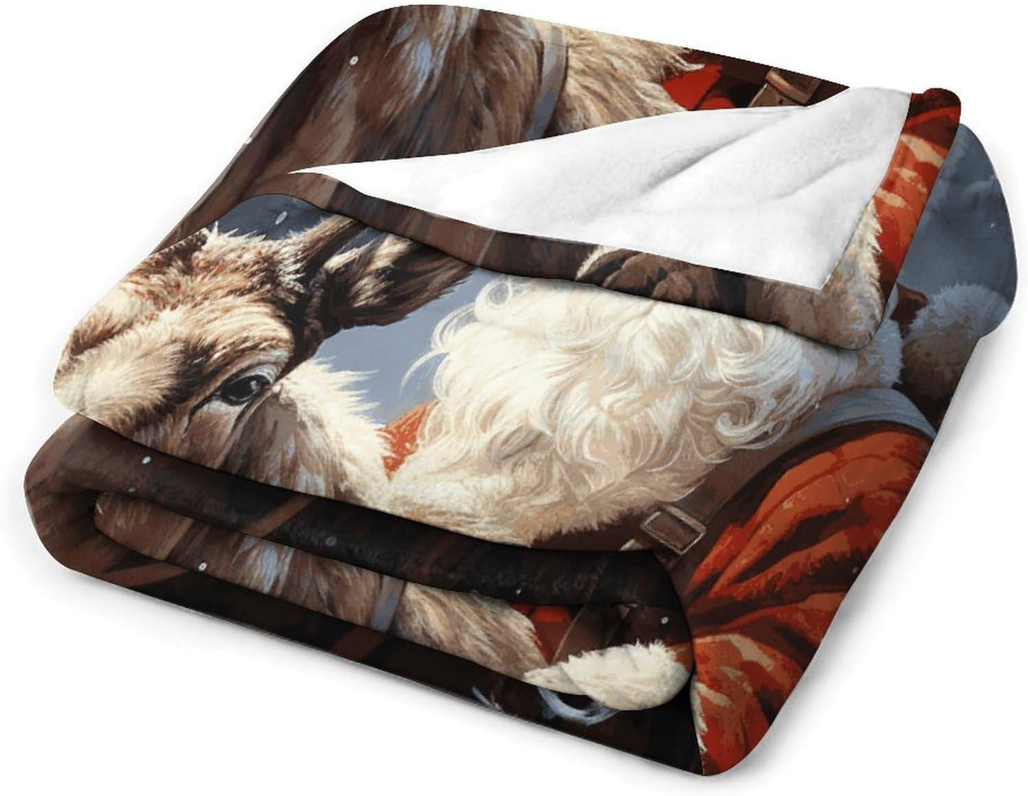 Santa Claus and Deer Elk Throw Blanket for Couch Super Soft Warm Lightweight Throw Blankets Cozy Flannel Bed Blanket Cute Decorative Blankets for All Seasons Home Decor Gift 30"*40"（76 * 100cm）