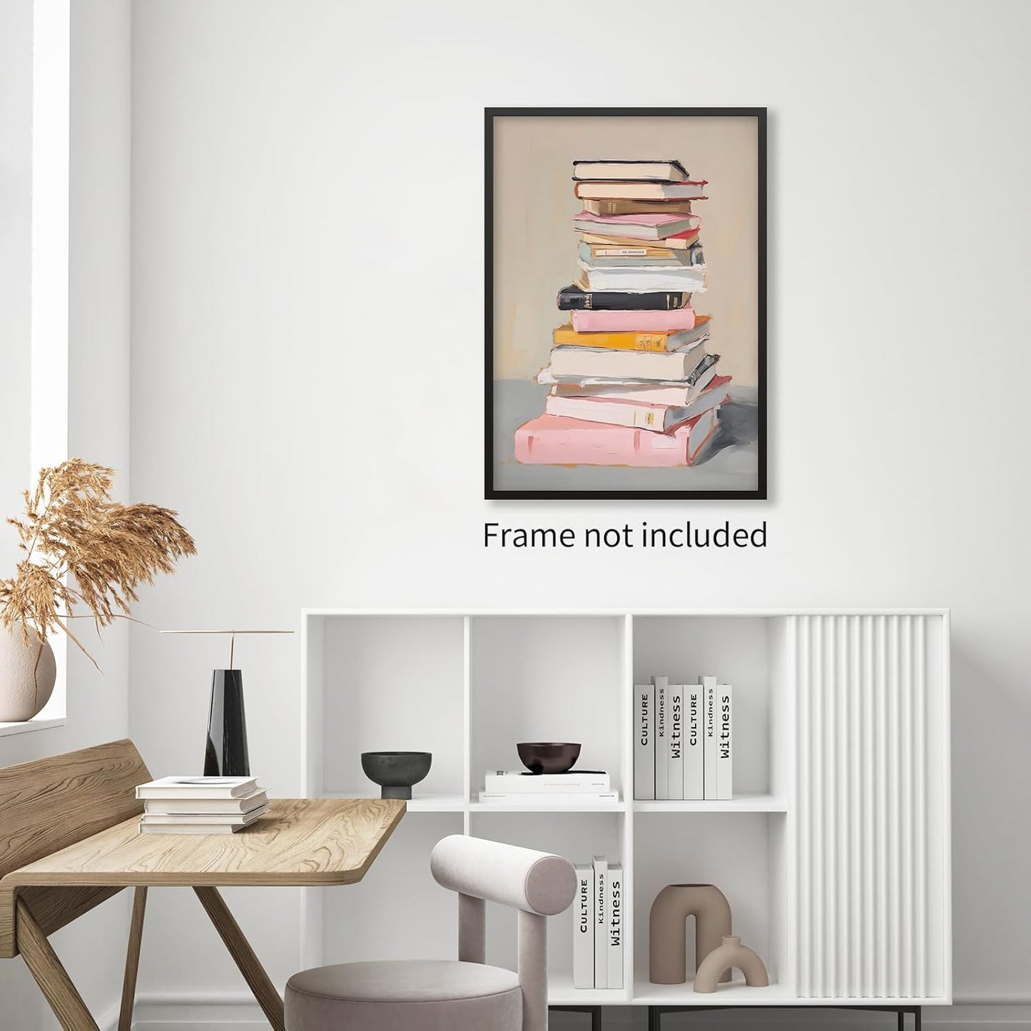 NLIEOPDA Trendy Book Posters Pink Paintings Aesthetic Book Canvas Wall Art Bookish Prints for Library Reading Room Wall Decor Bookworm Gifts 12x16 inch Unframed
