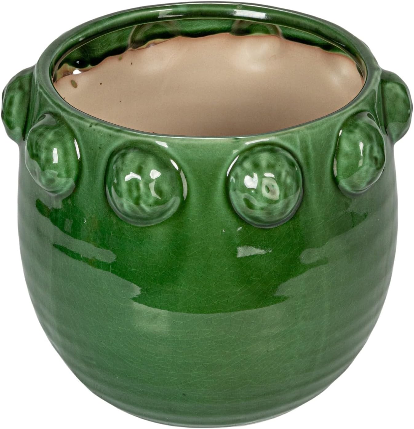 Creative Co-Op Terra-Cotta Planter with Raised Dots, Green