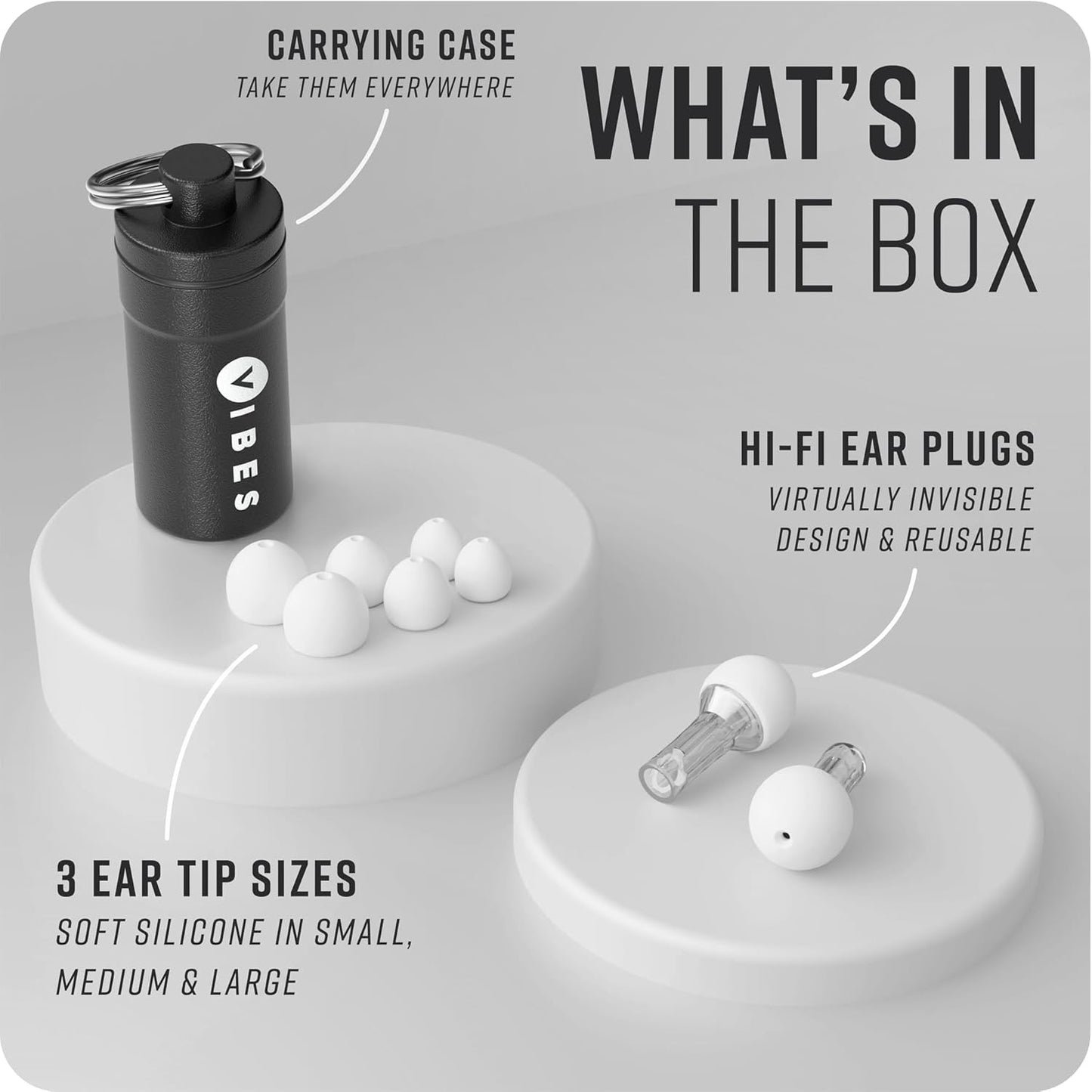 VIBES High Fidelity Concert Ear Plugs – Reusable Noise Reducing Ear Plugs for Concerts, Musicians, Raves, and Live Events – Comfortable Hearing Protection for Loud Environments