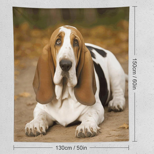 FodPand Basset Hound Tapestry Anti-fading Wall Tapestry with Installation Kit Backdrop Banner Multipurpose Aesthetic Tapestries Boho Wall Art Hanging Decorative Blanket 50"x60"