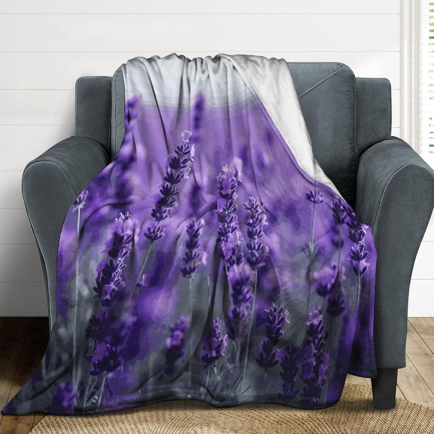 Purple Lavender Blanket Super Soft Lightweight Throw Blanket Cute Cozy Warm Bed Blanket Decorative Fuzzy Blanket All-Season Home Decor Gift for Sofa Couch Living Room 60"*80"（150 * 200cm）
