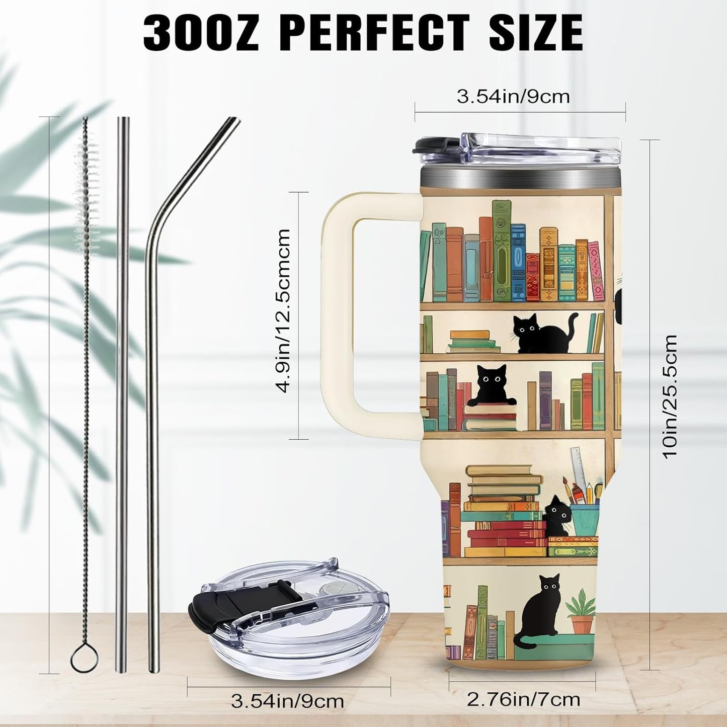 Book Lover Gifts For Women, Cats Tumbler 30 Oz, Gifts For Readers, Birthday Christmas Graduation Gift For Women Mom Sister Best Friends, Travel Coffee Insulated Cup