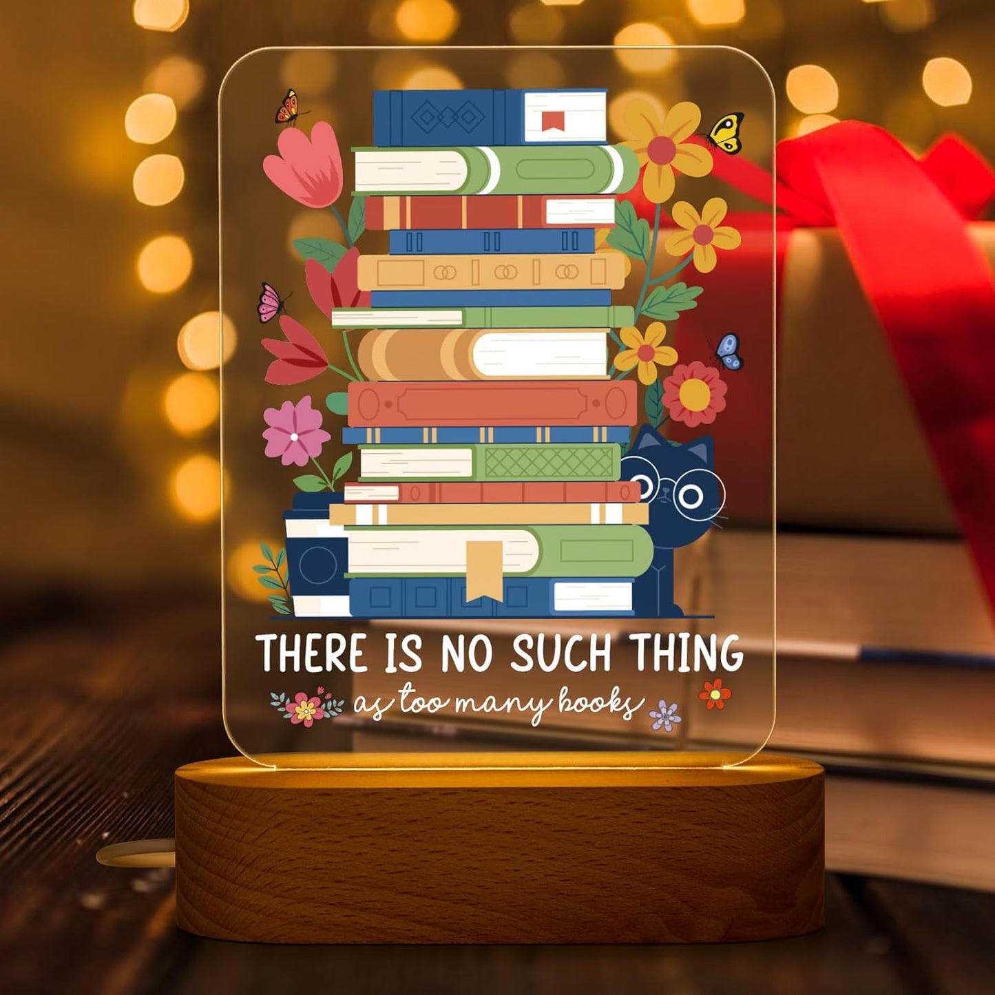 Bookish Gifts for Readers, Book Lovers Gift for Women LED Night Light, Unique Birthday Present for Reading Lovers Friends, Bookworms, Librarians, Women, Book Club Accessories - There Is No Such Thing