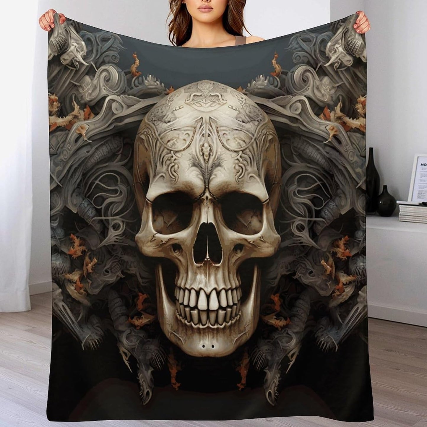 Skulls Blanket Super Soft Lightweight Throw Blanket Cute Cozy Warm Bed Blanket Decorative Fuzzy Blanket All-Season Home Decor Gift for Sofa Couch Living Room 50"*60"（130 * 150cm）