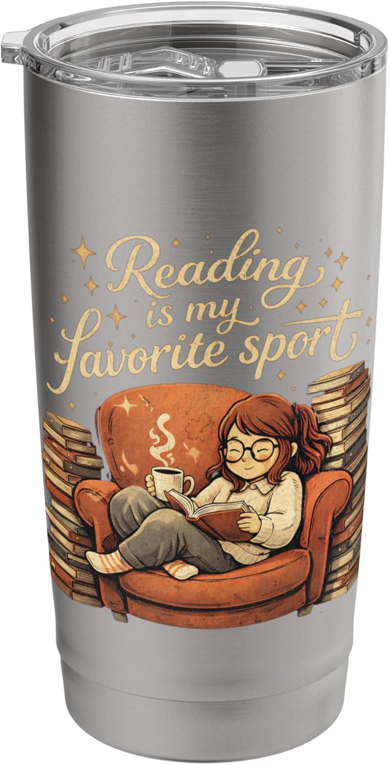 Reading is My Favorite Sport Retro Book Lover Girl Library Stainless Steel Insulated Tumbler