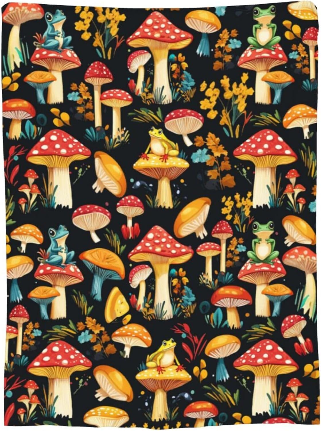 Mushroom Blanket Mushroom Decor Cozy Animal Throw Super Soft Plush Flannel Fleece Blanket Gift for Kids Adults Men Women Ultra Warm & Lightweight Flannel, 50"X40"