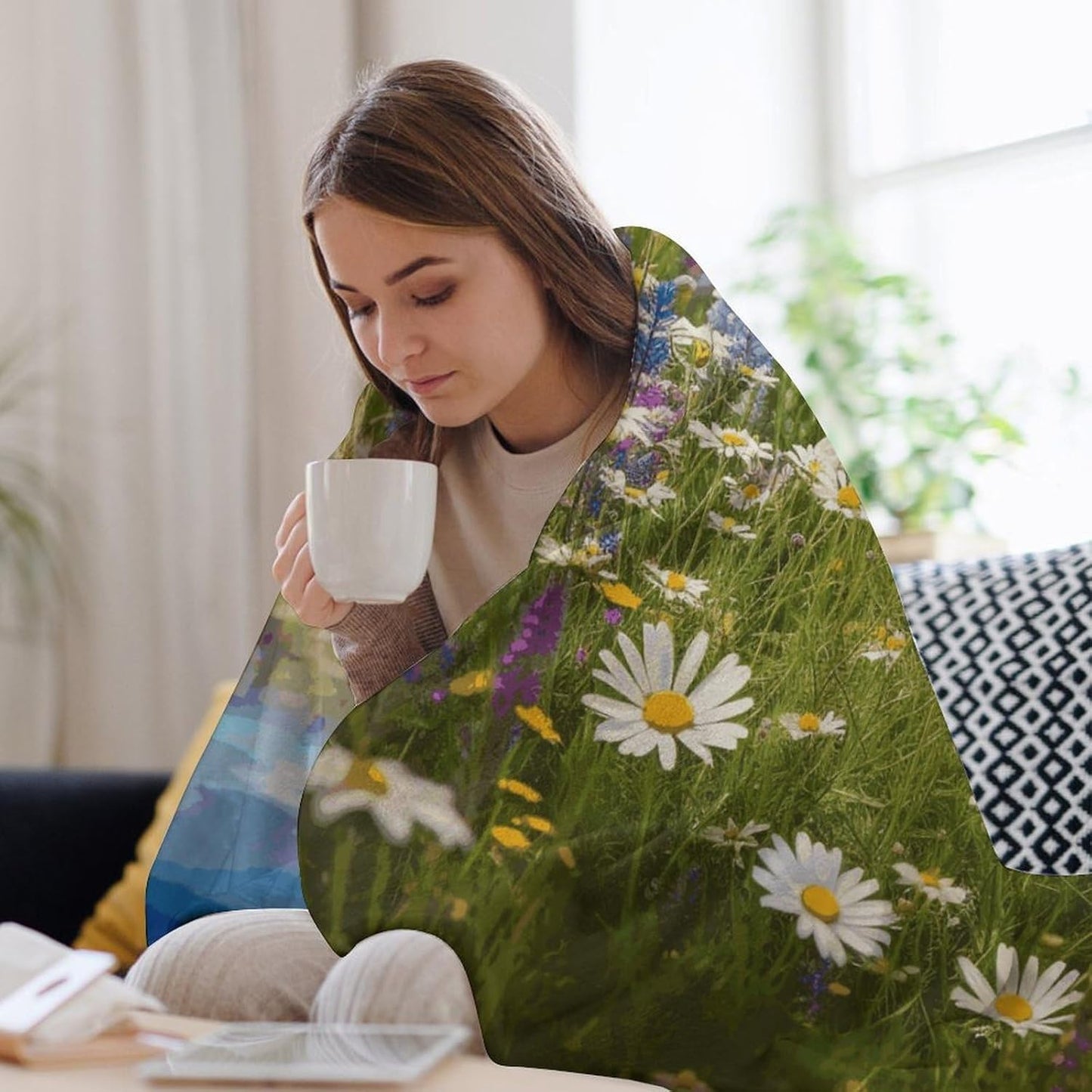 Spring Meadow Flowers Blanket Super Soft Lightweight Throw Blanket Cute Cozy Warm Bed Blanket Decorative Fuzzy Blanket All-Season Home Decor Gift for Sofa Couch Living Room 60"*80"（150 * 200cm）