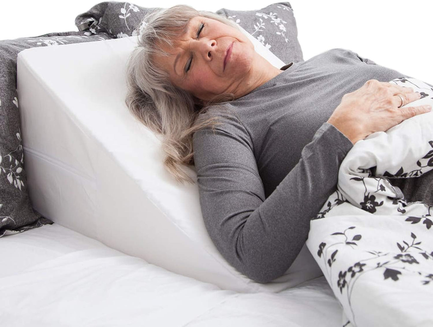 DMI Bed Wedge Pillow and Triangle Wedge with Elevated Incline for Neck Pain, Headaches, Shoulders, Back Pain, Foot Support, Knee Pain or Restless Leg Syndrome, 24x24x12 inches, White (Pack of 1)