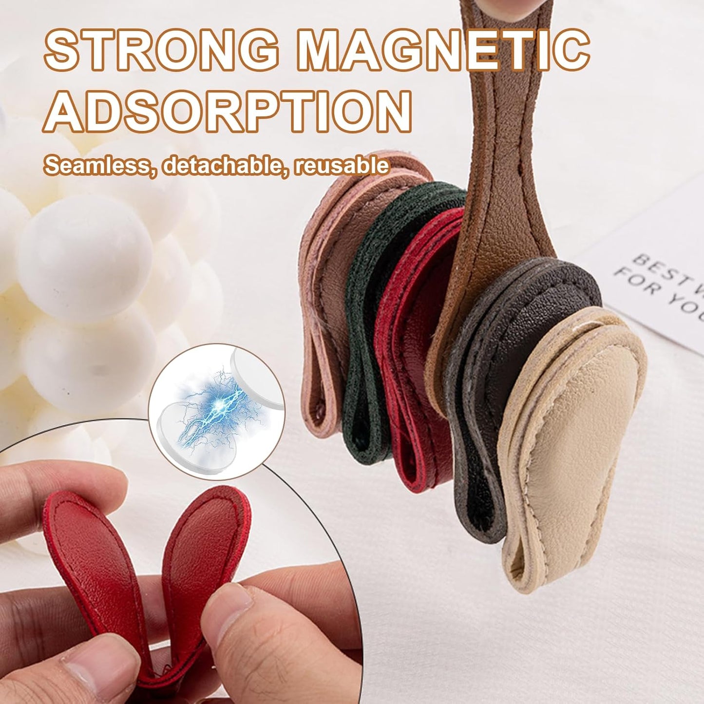 6PCS Magnetic Bookmarks,Magnetic Leather Bookmark,Magnetic Book Mark,Leather Magnetic Bookmarks for Women,Book Marker Clip Gift for Book Lovers, Men, Women, Teachers, Students, Book Accessories