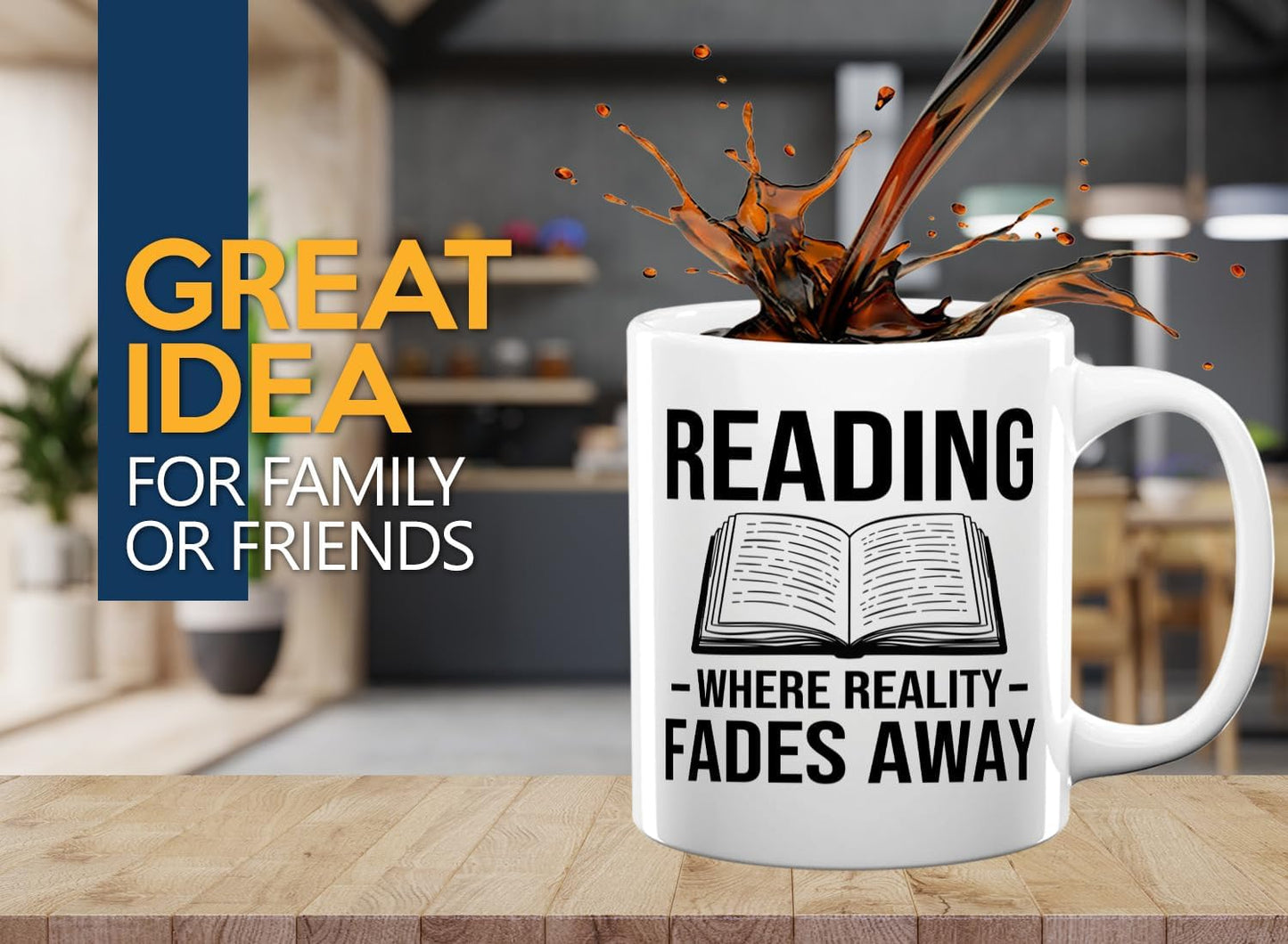 Book Lover Coffee Mug 11oz White -Reading Where Reality - Bookworm Literature Library Book Lover Reader Booked Editor Intellectual Studious