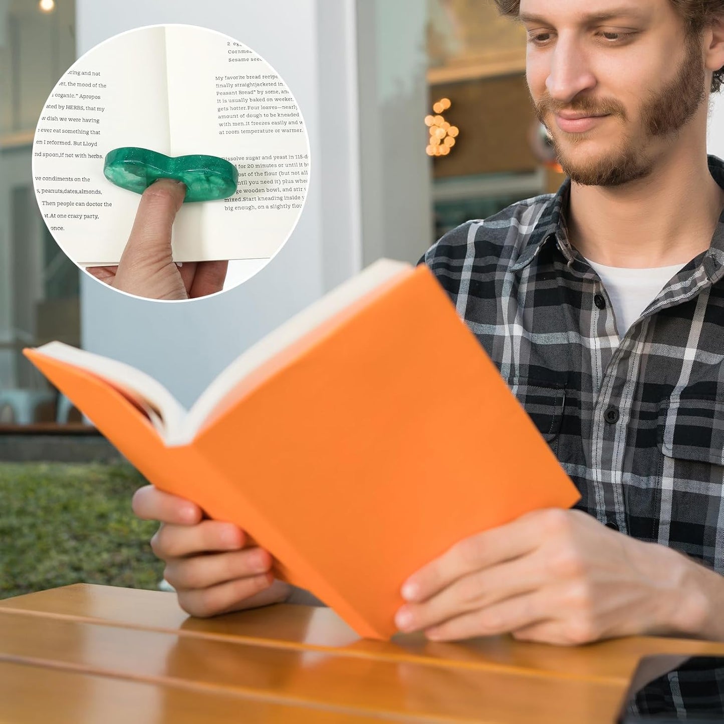 4 Pcs Thumb Page Holder for Reading, Energy Pattern Thumb Bookmark, Starry Sky Thumb Bookmark, Heart-Shaped Book Opener Holder, Book Finger Page Holder, Book Accessories for Reading Lovers