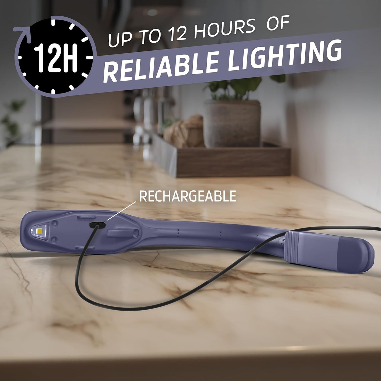 Energizer Flex-R LED Rechargeable Book Light for Reading in Bed, Reading Light with Warm LED Color, Long-Lasting and Lightweight,Purple