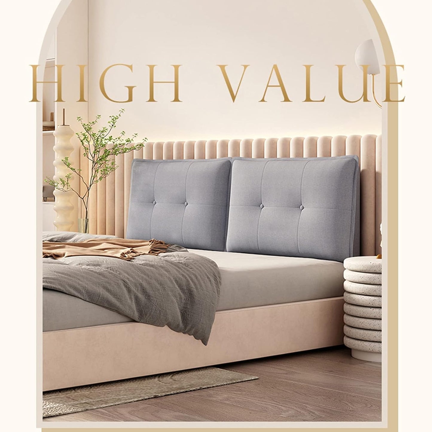 Headboard Upholstered,Positioning Support Reading Pillow with Cotton and Linen Removable Washable Cover,Bedside Bed Backrest Cushion Pillow (Color : Lemon Yellow, Size : L150H60cm)