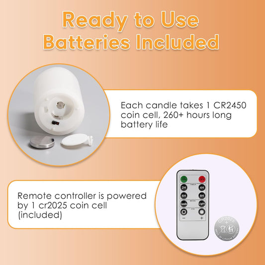 Eywamage White Flameless Votive Candles with Remote Batteries, 2x3 inch Flickering Small LED Wax Pillar Candles 6 Pack