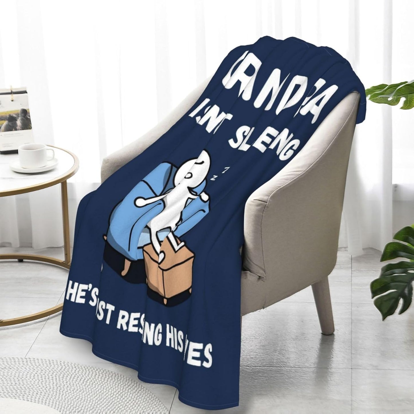 Funny Birthday Gifts for Grandpa from Grandkids, Grandpa is Not Sleeping Throw Blanket 50”x60”, Super Soft Blue Fleece Blanket for Grandfather, Napping Couch and Retirement Gifts Idea