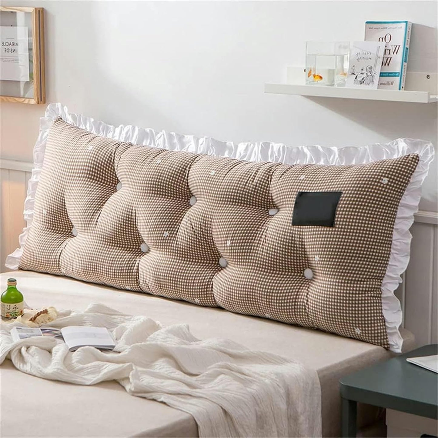 Reading Bed Rest Pillow Large Bolster Cushion Headboard Backrest Wedge Pillow Neck Lumbar Support for Dorm Room Daybed Full Size with Removable Cover