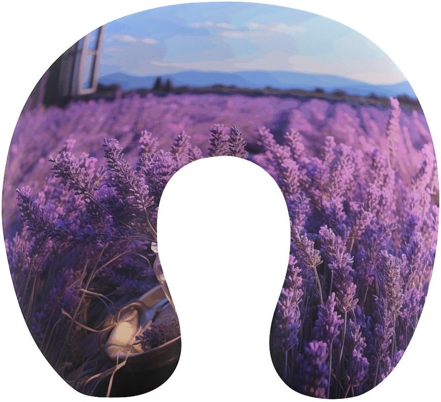 Romantic Lavender Neck Pillow Memory Foam U Shaped Pillows Portable Pillows for Shoulder Travel Head Support Pillow with Concealed Zipper for Airplane Car Home Office