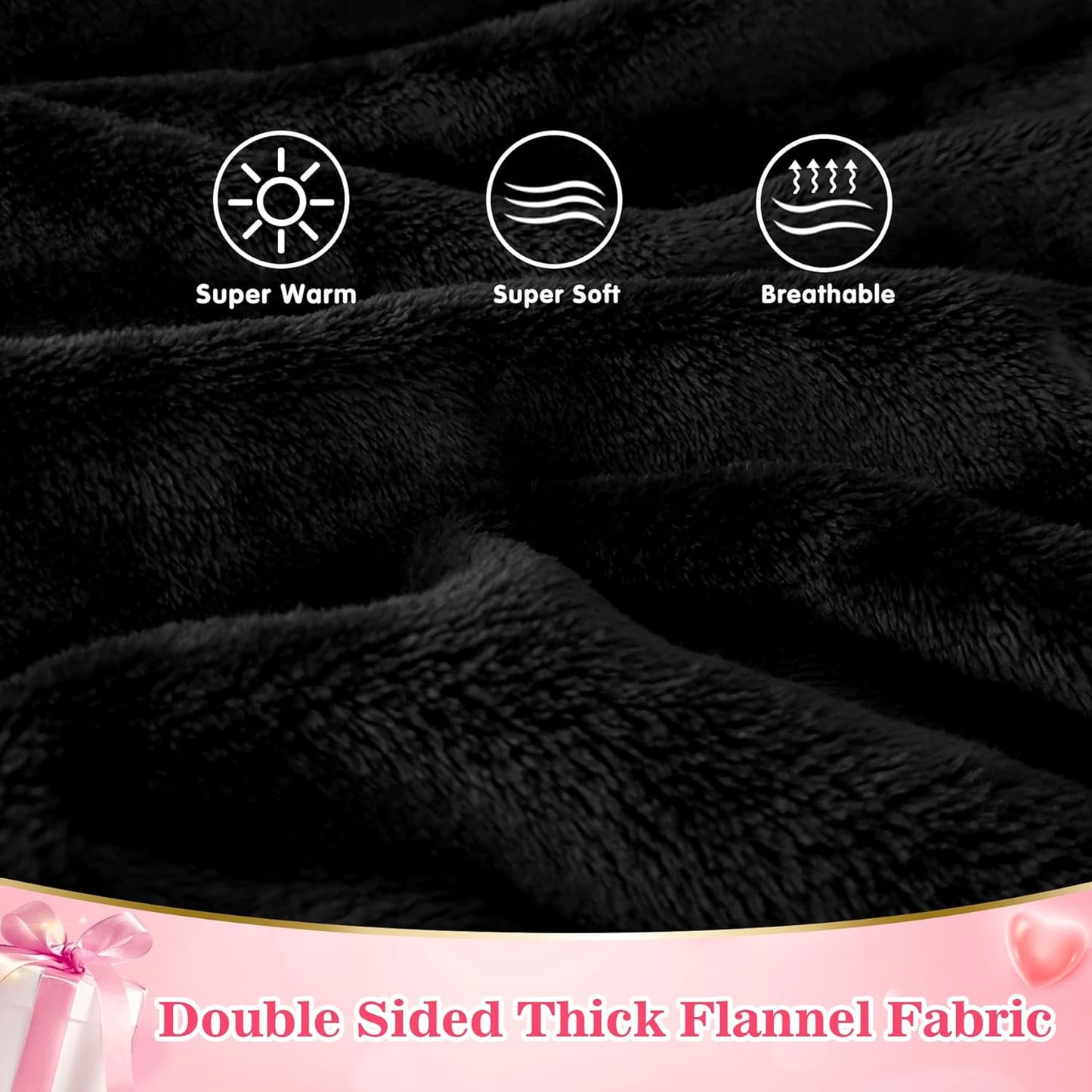 Waitu Wearable Blanket Hoodie with Zipper Gifts for Women Men, Warm and Cozy Oversized Hoodie Blanket Birthday Gifts for Women Mom, Thick Flannel Blanket with Giant Pocket - Black