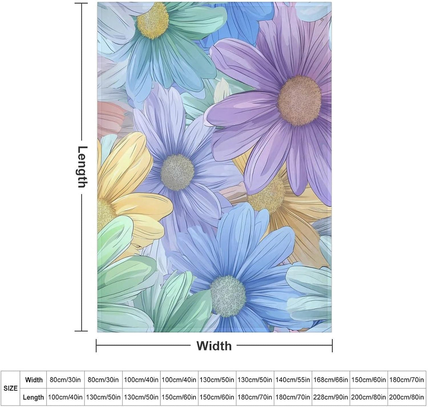 Boho Flower Throw Blanket for Couch Bed Plush Cozy Fuzzy Flannel Blanket for All Season 55"x70"