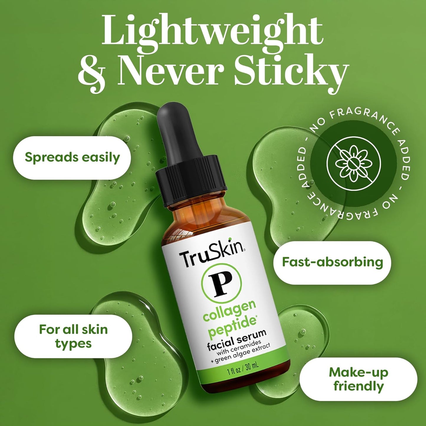 TruSkin Peptide Serum for Face - Pro Collagen Multi-Peptide Anti-Aging Serum with Tripeptide-29 & Ceramides - Supports Skin’s Natural Collagen & Barrier for Firmer-Looking Skin, 1 fl oz
