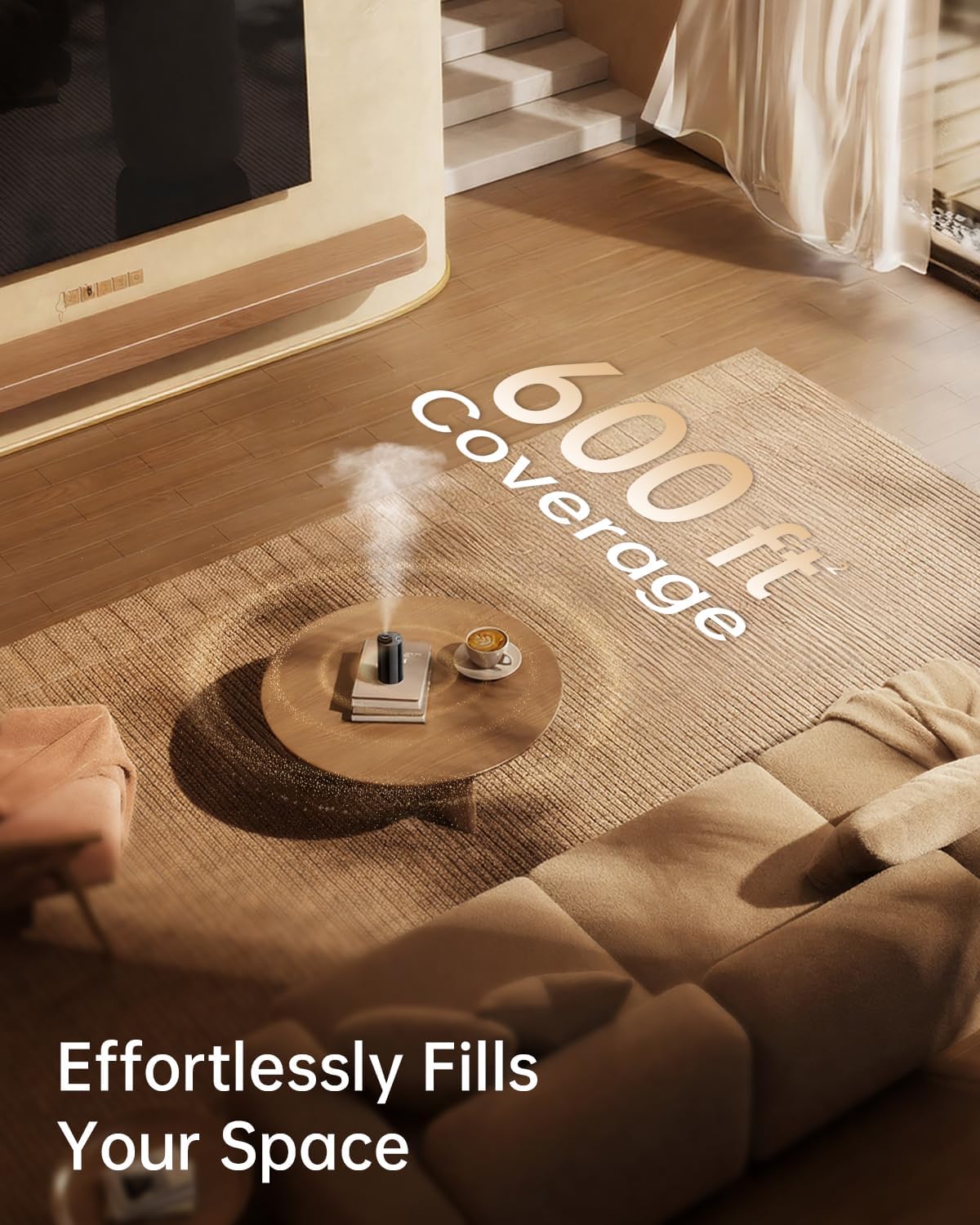 Waterless Essential Oil Diffuser with 4 x 10mL Hotel Scent Fragrance Oils, Rechargeable Car Diffuser Air Freshener Machine, 3 Timer & 3 Mist Modes, Aromatherapy Kit for Home