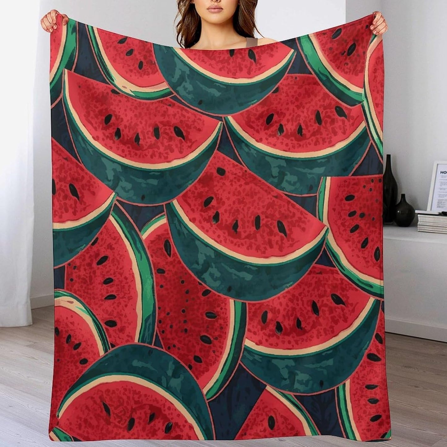 Red Watermelon Blanket Super Soft Lightweight Throw Blanket Cute Cozy Warm Bed Blanket Decorative Fuzzy Blanket All-Season Home Decor Gift for Sofa Couch Living Room 50"*60"（130 * 150cm）