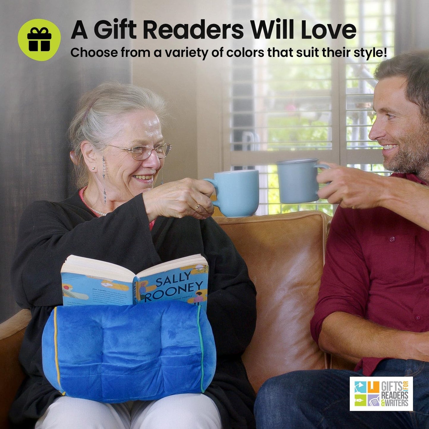Gifts for Readers & Writers Tablet & Book Stand, Soft Reading Pillow, Book Holder with Pockets for Storage, Suitable for eReader/iPad/Kindle or Galaxy Devices, Book Couch Diner