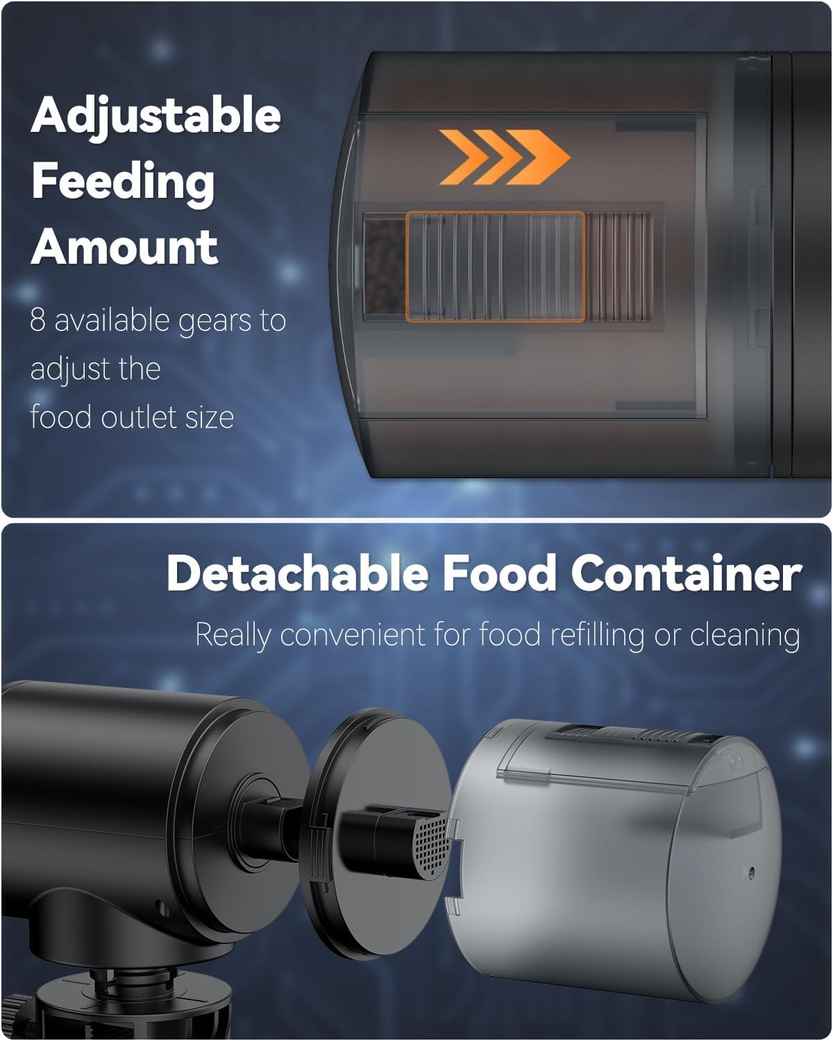 Pawfly 200 ml Automatic Fish Dispenser for Aquarium USB Rechargeable Timer Adjustable Vocation & Holiday Auto Fish Food Feeder for Pellets Granules & Strips