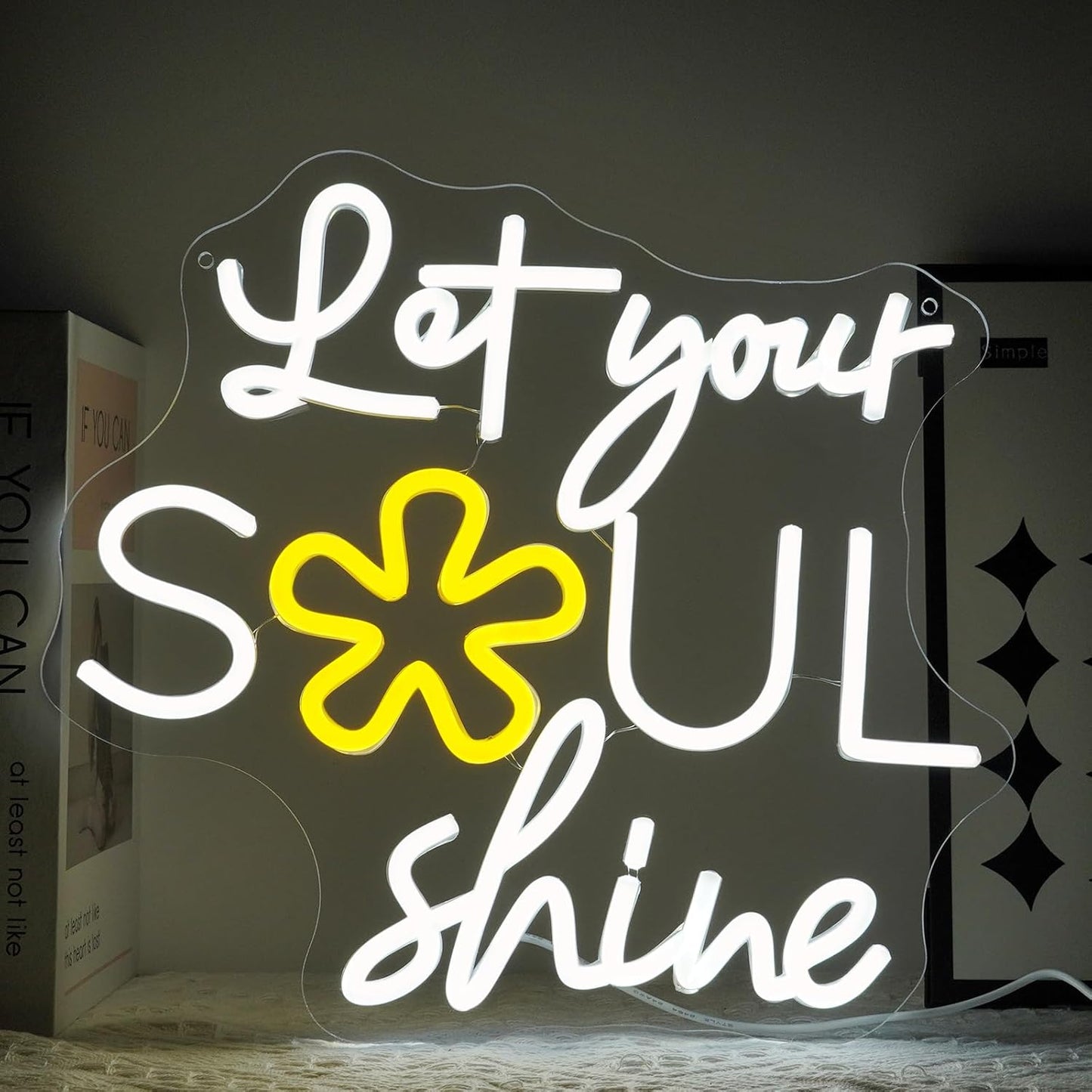 Let Your Soul Shine Neon Sign for Wall Decor Dimmable Letters Led Neon Lights Spiritual Positive LED Signs for Bedroom Living Room Home Party Art Decor Gift