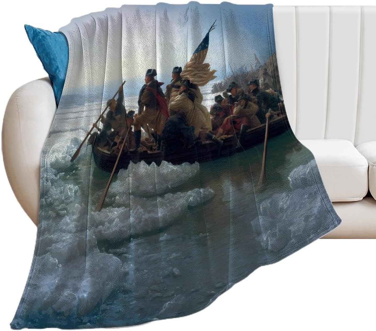 Washington Crossing The Delaware Throw Blanket Soft Warm Flannel Bed Blanket for Couch Sofa