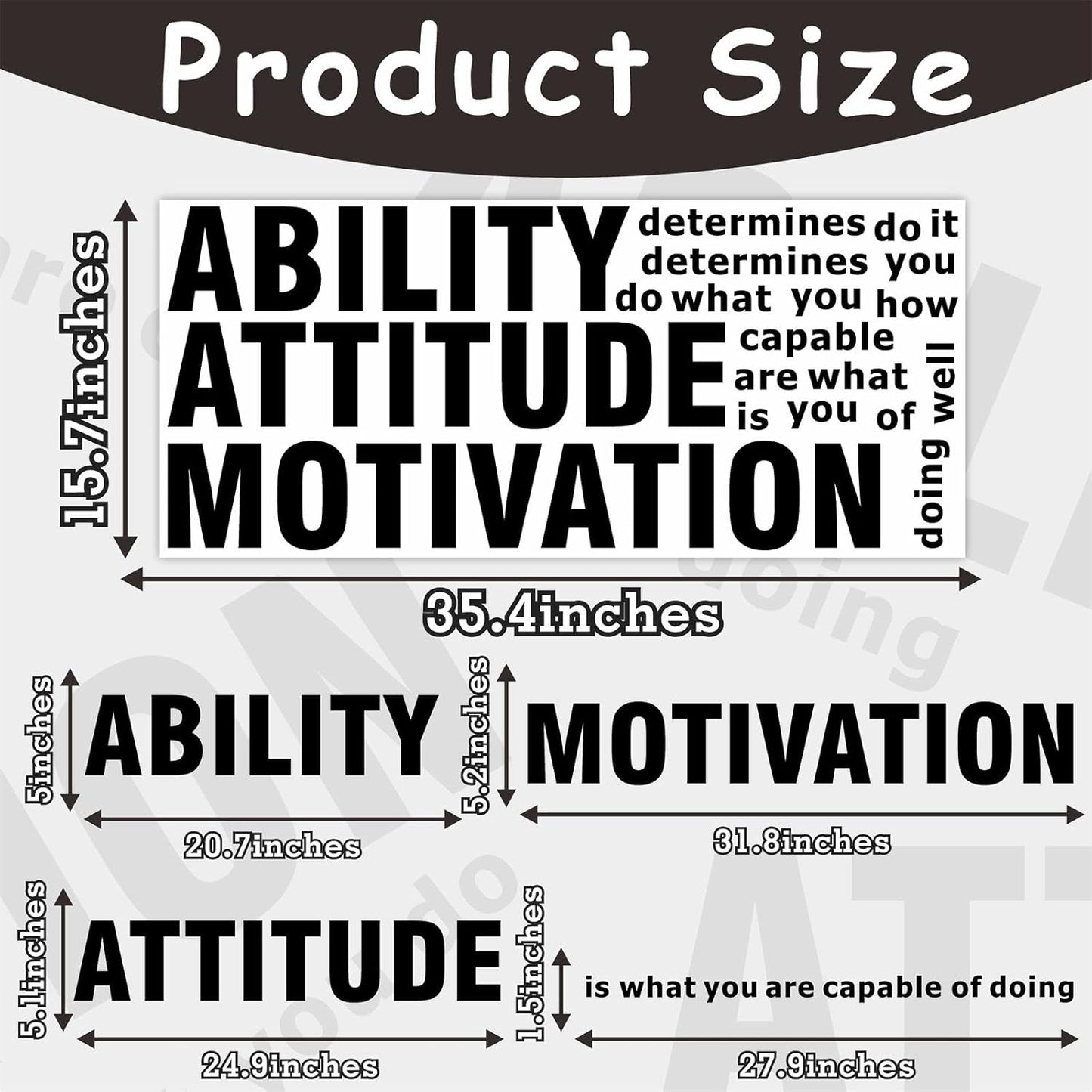 Inspirational Quotes Wall Stickers Large Vinyl Positive Saying Wall Decals Black Postive Quote Stickers Inspirational Lettering Decals Gym Motivational Quotes Stickers for Office Gym Home Decor