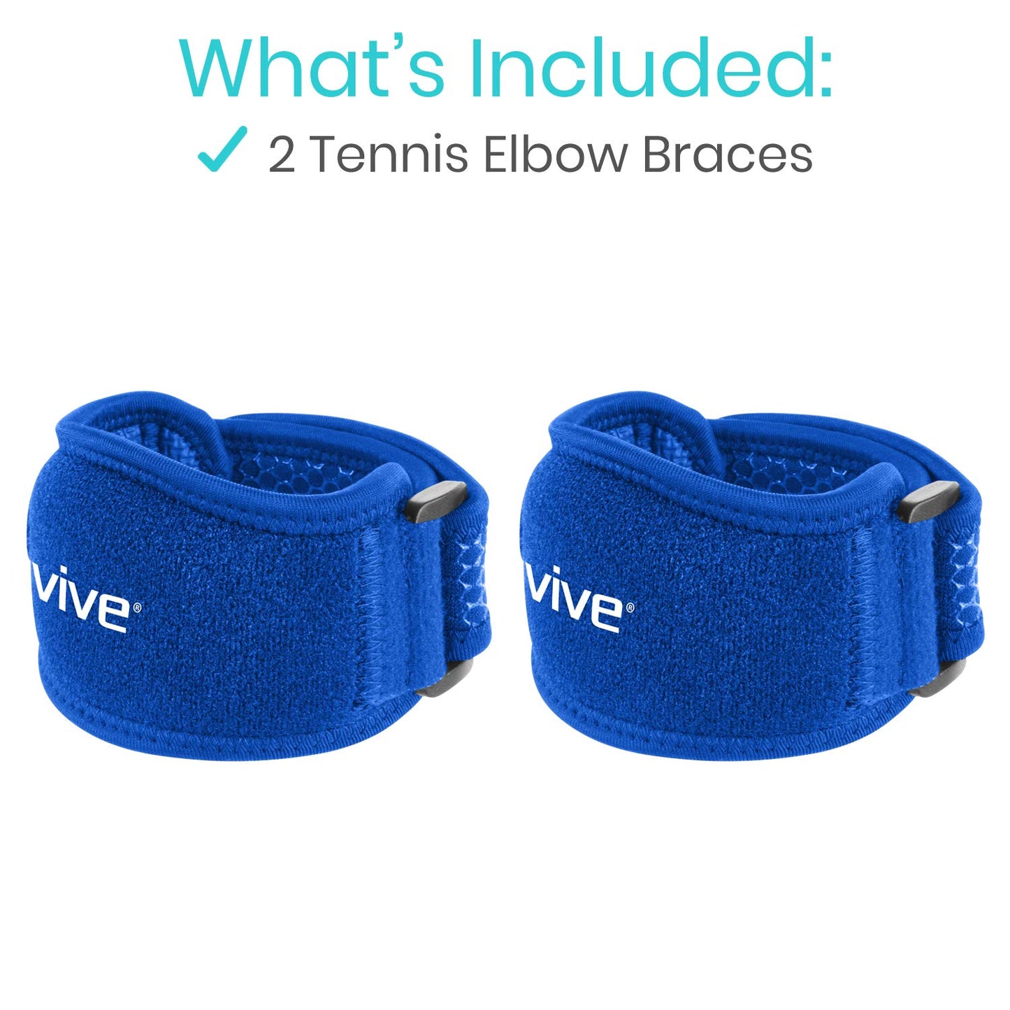 Vive Tennis Elbow Brace for Men & Women 2 Pack - Tendonitis Elbow Brace for Bursitis, Golfers Elbow, Medial Epicondylitis, Arthritis & Pain Relief - Arm Support Band, Adjustable Forearm Pain Relief