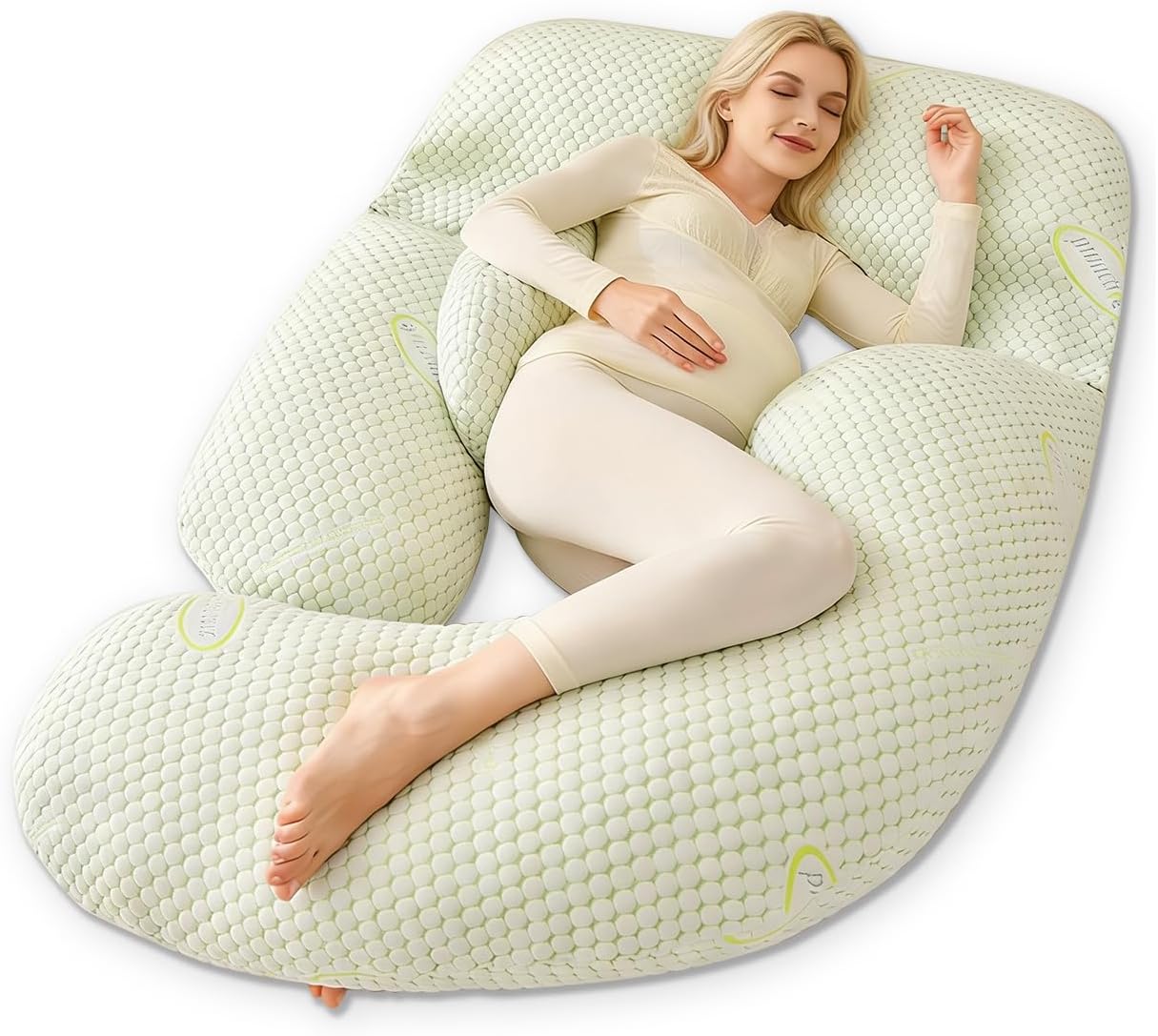 Pregnant Woman's Sleep Pillow, 62-inch U-shaped Full-body Position pPregnancy Pillow, Detachable Cover, Combined Design, Providing Support For The Back, Hips, Abdomen And Legs Of Pregnant Women.