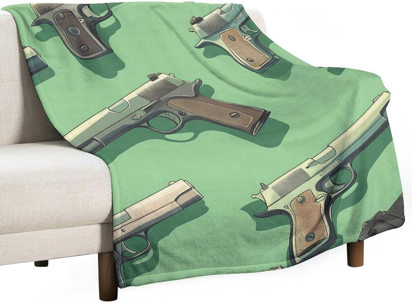 Guns Print Throw Blanket for Couch Bed Plush Cozy Fuzzy Flannel Blanket for All Season 40"x50"