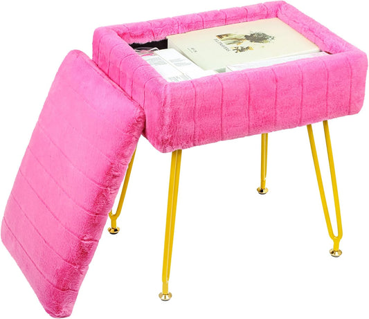H&B Luxuries Multi-Functional Footrest Ottoman – Comfortable, Stylish, and Practical for Home & Office (Rose red, with Storage)