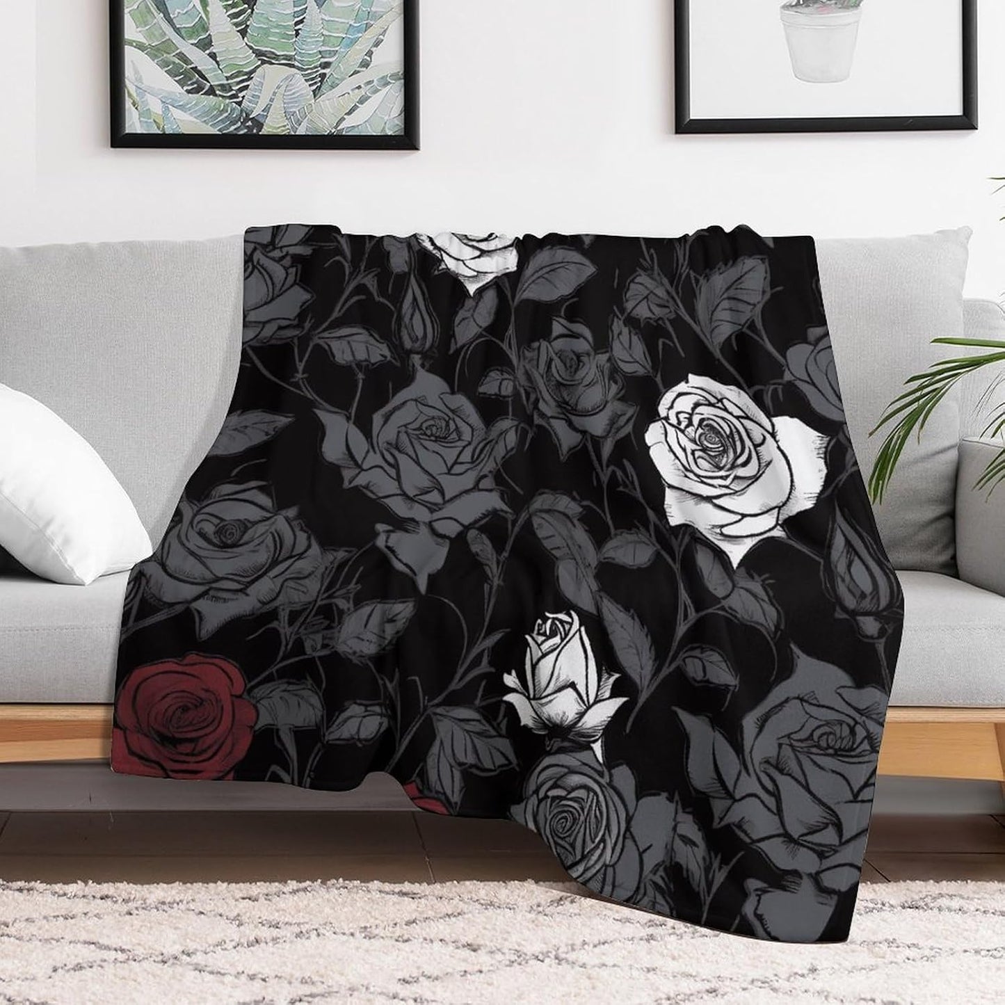 Rose Gothic Blanket Super Soft Lightweight Throw Blanket Cute Cozy Warm Bed Blanket Decorative Fuzzy Blanket All-Season Home Decor Gift for Sofa Couch Living Room 50"*60"（130 * 150cm）