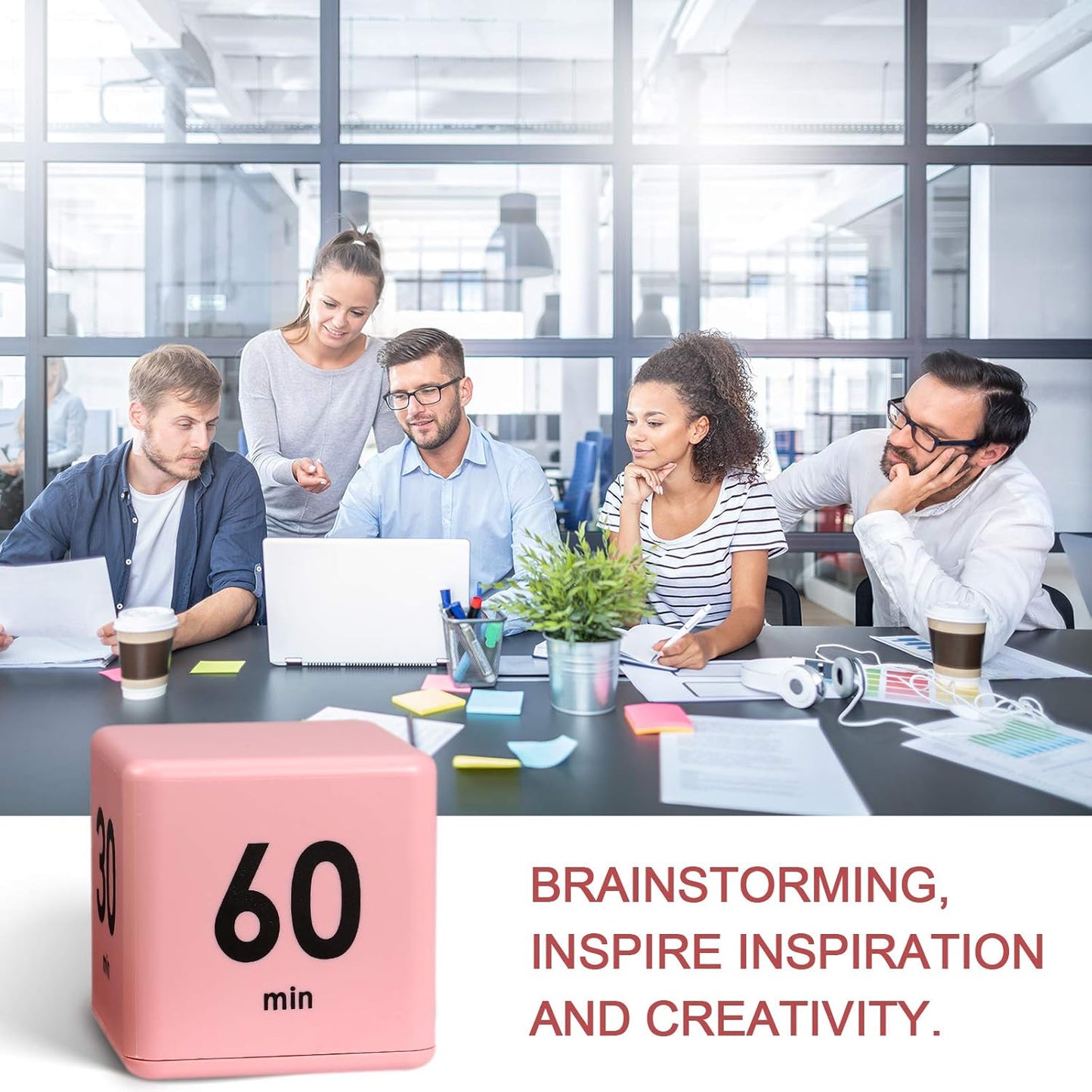 Weewooday Cube Timer, Gravity Sensor Flip Timer for ADHD Productivity, Classroom Kitchen Study Workout Cooking Desk Timers for Time Management, 15 20 30 60 Minutes Countdown Tool(Pink)