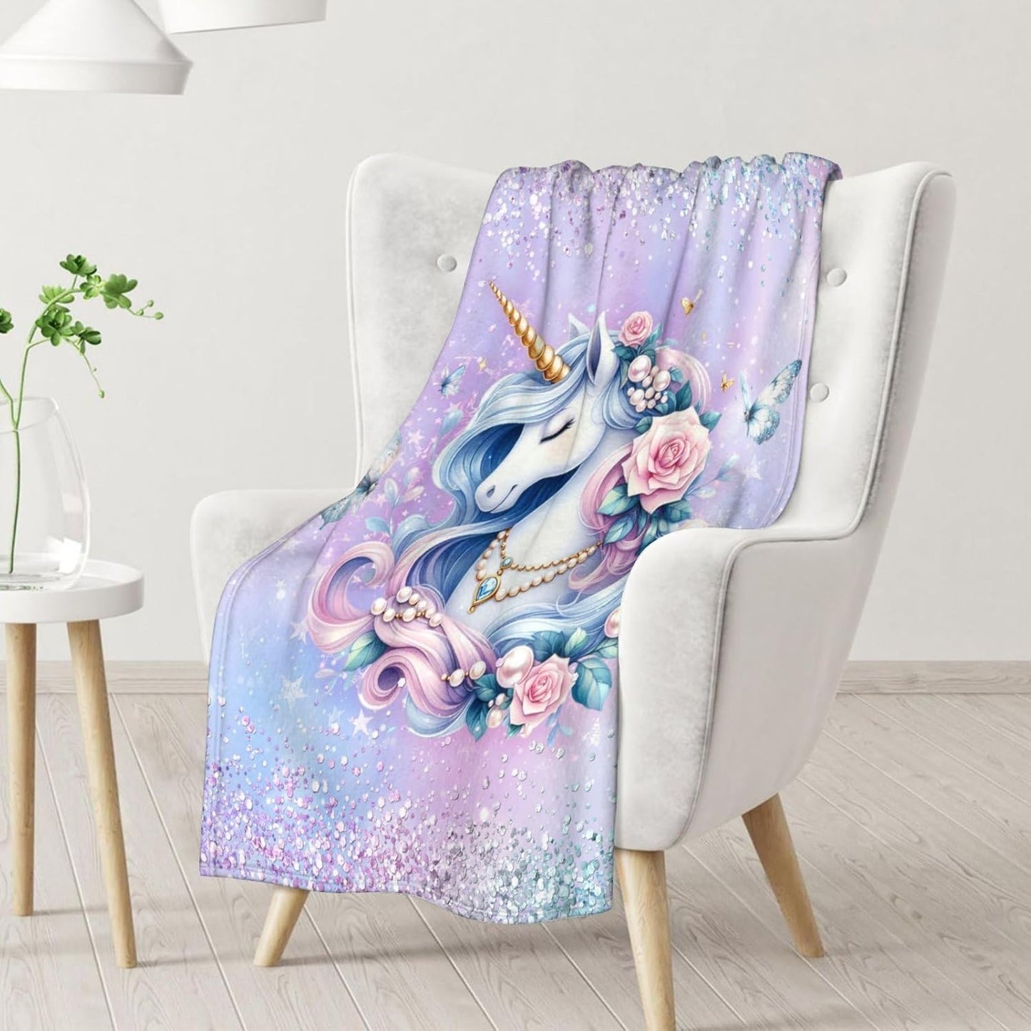 Blanket for Kids - 40" x 50" Unicorn Throw Blanket for Girls - Cozy Soft Pink Throws Gifts for Sofa, Nap
